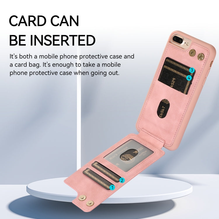 For iPhone 8 Plus / 7 Plus Armor Ring Wallet Back Cover Phone Case(Pink) by buy2fix