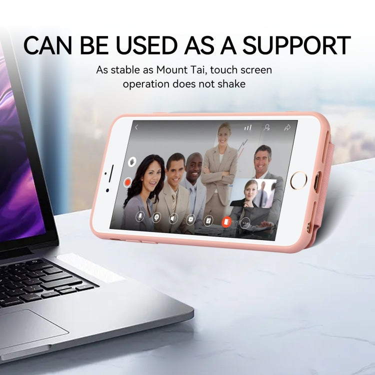 For iPhone 8 Plus / 7 Plus Armor Ring Wallet Back Cover Phone Case(Pink) by buy2fix