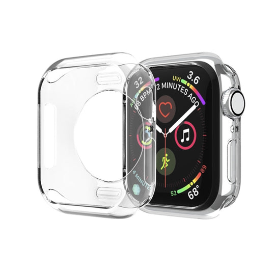 For Apple Watch Series 6 / 5 / 4 / SE 2025 / 2023 / 2022 40mm Plating TPU Round Hole Hollowing Protective Case(Transparent)