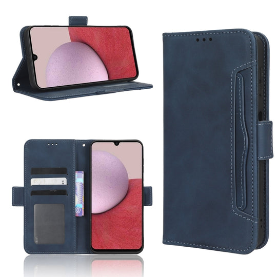 For Samsung Galaxy A24 4G Skin Feel Calf Texture Card Slots Leather Phone Case(Blue)