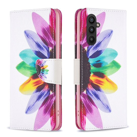For Samsung Galaxy A24 4G Colored Drawing Pattern Leather Phone Case(Sun Flower)