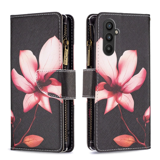 For Samsung Galaxy A24 4G Colored Drawing Pattern Zipper Leather Phone Case(Lotus)