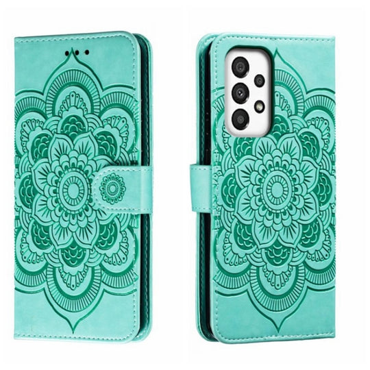 For Samsung Galaxy A34 5G Sun Mandala Embossing Pattern Phone Leather Case(Green)