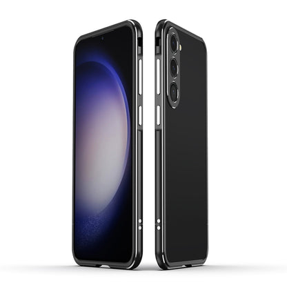 For Samsung Galaxy S23+ 5G Aurora Series Lens Protector + Metal Frame Phone Case(Black Silver) - Galaxy S23+ 5G Cases by buy2fix | Online Shopping UK | buy2fix
