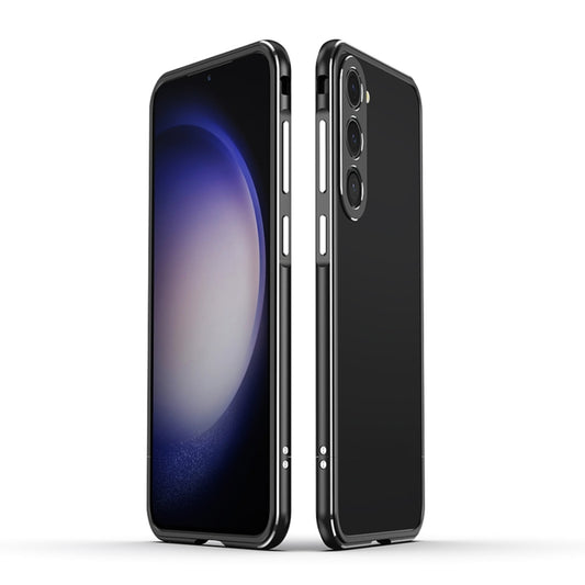 For Samsung Galaxy S23+ 5G Aurora Series Lens Protector + Metal Frame Phone Case(Black Silver) - Galaxy S23+ 5G Cases by buy2fix | Online Shopping UK | buy2fix