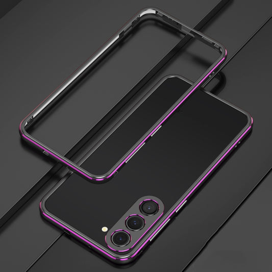 For Samsung Galaxy S23+ 5G Aurora Series Lens Protector + Metal Frame Phone Case(Black Purple) - Galaxy S23+ 5G Cases by buy2fix | Online Shopping UK | buy2fix