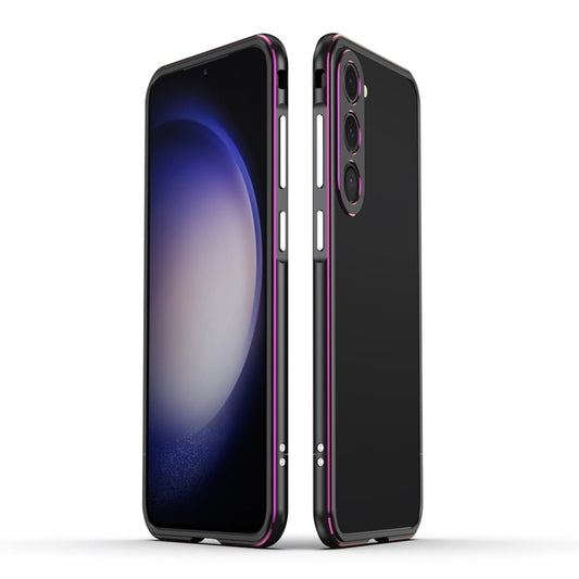 For Samsung Galaxy S23+ 5G Aurora Series Lens Protector + Metal Frame Phone Case(Black Purple) - Galaxy S23+ 5G Cases by buy2fix | Online Shopping UK | buy2fix