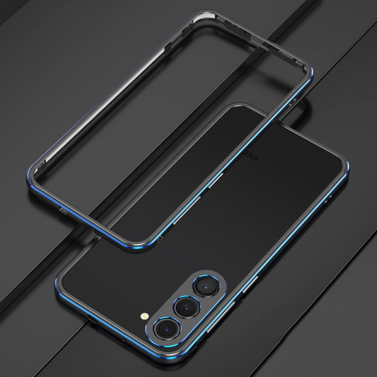 For Samsung Galaxy S23+ 5G Aurora Series Lens Protector + Metal Frame Phone Case(Black Blue) - Galaxy S23+ 5G Cases by buy2fix | Online Shopping UK | buy2fix
