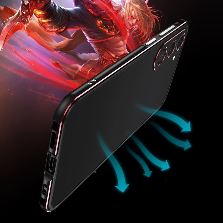 For Samsung Galaxy S23+ 5G Aurora Series Lens Protector + Metal Frame Phone Case(Black Red) - Galaxy S23+ 5G Cases by buy2fix | Online Shopping UK | buy2fix