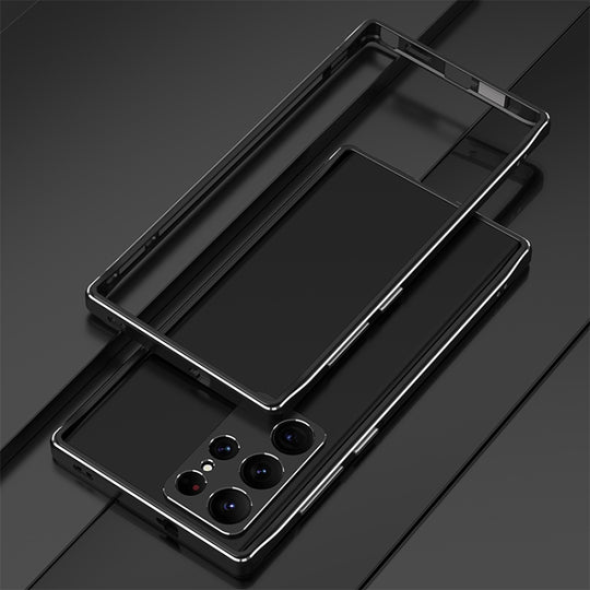 For Samsung Galaxy S23 Ultra 5G Aurora Series Lens Protector + Metal Frame Phone Case(Black Silver)