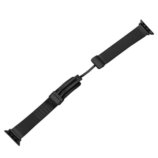 Milan Fold Buckle Metal Watch Band For Apple Watch Ultra 49mm&Watch Ultra 2 49mm / Series 9&8&7 45mm / SE 3&SE 2&6&SE&5&4 44mm / 3&2&1 42mm(Black) by buy2fix