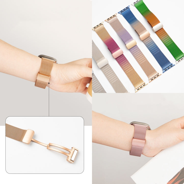 Milan Fold Buckle Metal Watch Band For Apple Watch Ultra 49mm&Watch Ultra 2 49mm / Series 9&8&7 45mm / SE 3&SE 2&6&SE&5&4 44mm / 3&2&1 42mm(Pink) by buy2fix