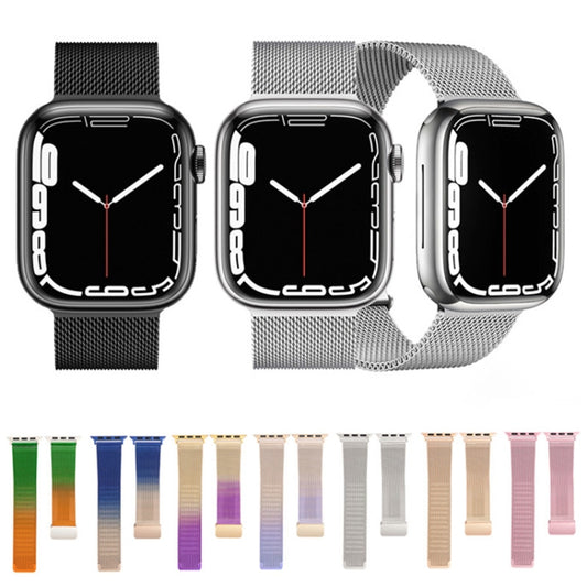 Milan Fold Buckle Metal Watch Band For Apple Watch Series 9&8&7 41mm / SE 3&SE 2&6&SE&5&4 40mm / 3&2&1 38mm (Orange Green) by buy2fix