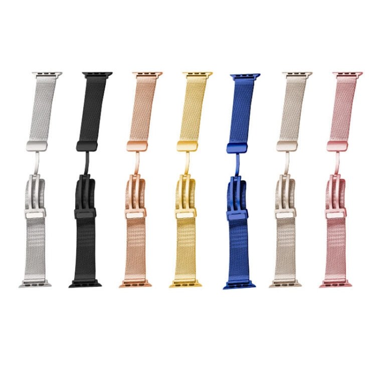 Milan Fold Buckle Metal Watch Band For Apple Watch Series 9&8&7 41mm / SE 3&SE 2&6&SE&5&4 40mm / 3&2&1 38mm (Orange Green) by buy2fix