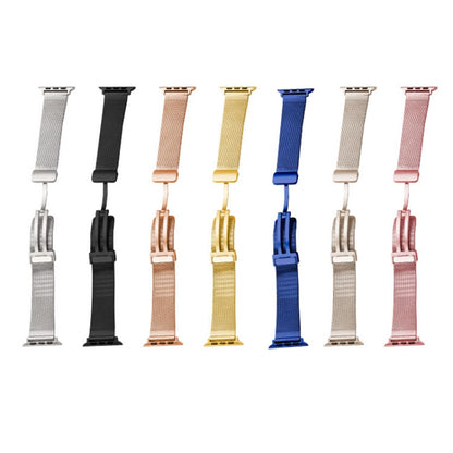 Milan Fold Buckle Metal Watch Band For Apple Watch Series 9&8&7 41mm / SE 3&SE 2&6&SE&5&4 40mm / 3&2&1 38mm (Orange Green) by buy2fix