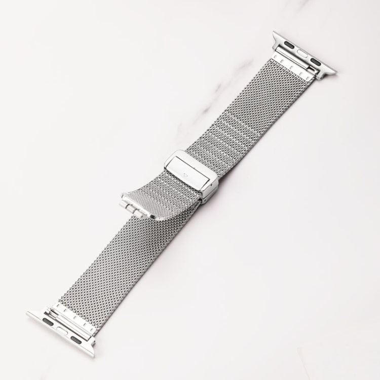 Milan Fold Buckle Metal Watch Band For Apple Watch Series 9&8&7 41mm / SE 3&SE 2&6&SE&5&4 40mm / 3&2&1 38mm (Orange Green) by buy2fix