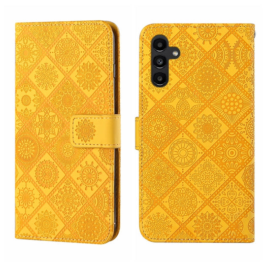 For Samsung Galaxy A24 4G Ethnic Style Embossed Pattern Leather Phone Case(Yellow)
