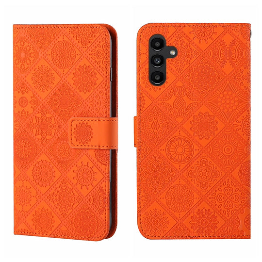For Samsung Galaxy A24 4G Ethnic Style Embossed Pattern Leather Phone Case(Orange)