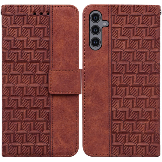 For Samsung Galaxy A24 4G Geometric Embossed Leather Phone Case(Brown)