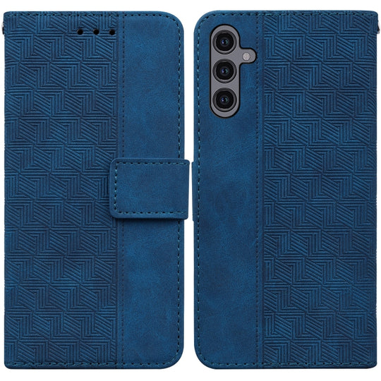 For Samsung Galaxy A24 4G Geometric Embossed Leather Phone Case(Blue)