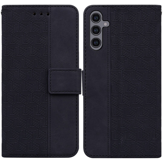 For Samsung Galaxy A24 4G Geometric Embossed Leather Phone Case(Black)