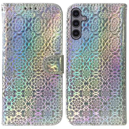 For Samsung Galaxy A24 4G Colorful Magnetic Buckle Leather Phone Case(Silver)