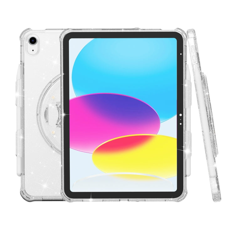 For iPad 2025 / 2022 Terminator Shockproof Glitter Powder Tablet Case with Holder(White) - iPad 2025 / 2022 Cases by buy2fix | Online Shopping UK | buy2fix
