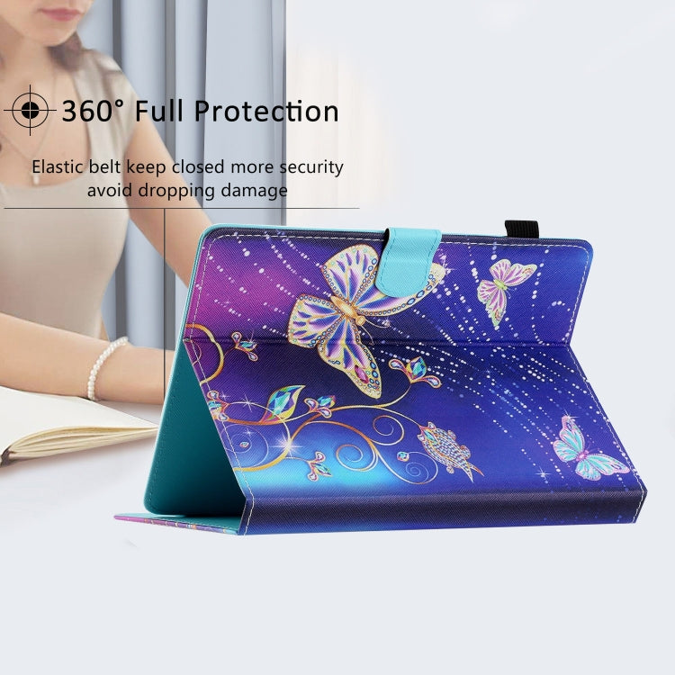 For 10 inch Coloured Drawing Stitching Leather Tablet Case(Butterfly) - 10 - 11 inch by buy2fix | Online Shopping UK | buy2fix