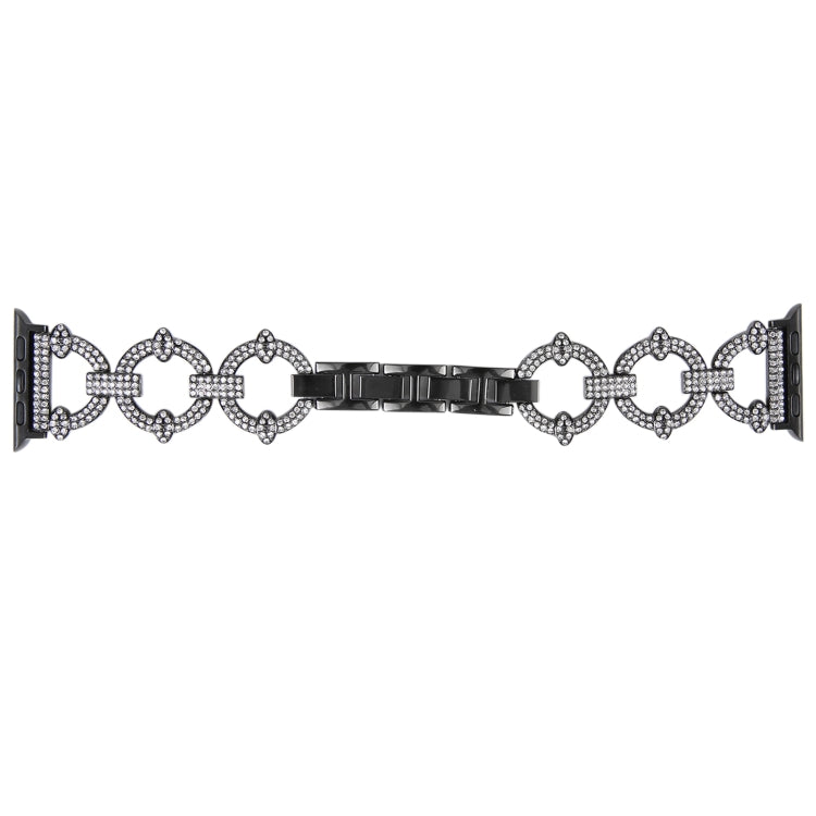 Metal Chain Diamond Watch Band For Apple Watch Ultra 49mm&Watch Ultra 2 49mm / Series 9&8&7 45mm / SE 3&SE 2&6&SE&5&4 44mm / 3&2&1 42mm(Black) by buy2fix