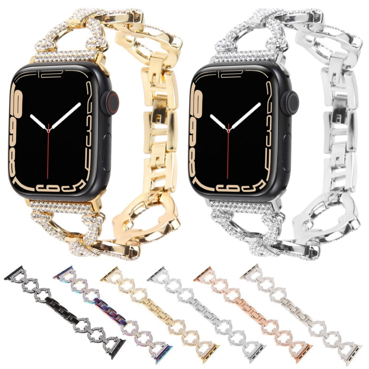 Metal Chain Diamond Watch Band For Apple Watch Ultra 49mm&Watch Ultra 2 49mm / Series 9&8&7 45mm / SE 3&SE 2&6&SE&5&4 44mm / 3&2&1 42mm(Black) by buy2fix