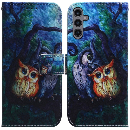 For Samsung Galaxy A24 4G Coloured Drawing Flip Leather Phone Case(Oil Painting Owl)