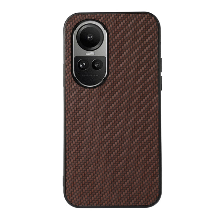 For OPPO Reno10 Global / 10 Pro Global Carbon Fiber Texture Shockproof Phone Case(Brown) by buy2fix