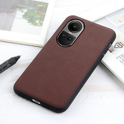 For OPPO Reno10 Global / 10 Pro Global Lambskin Texture Genuine Leather Phone Case(Brown) by buy2fix