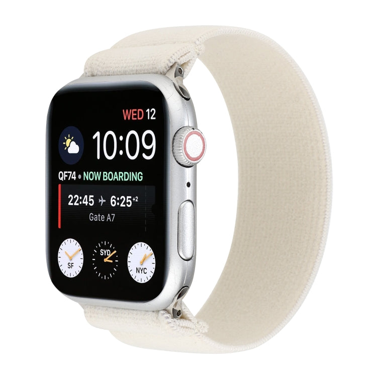 Elastic Nylon Braid Watch Band For Apple Watch Ultra 49mm&Watch Ultra 2 49mm / Series 9&8&7 45mm / SE 3&SE 2&6&SE&5&4 44mm / 3&2&1 42mm(White) by buy2fix
