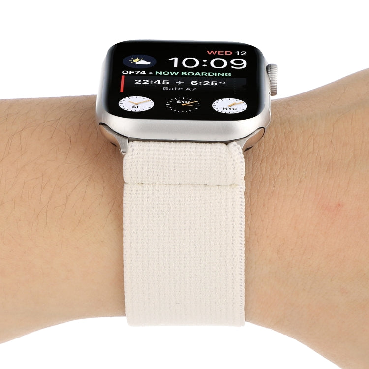 Elastic Nylon Braid Watch Band For Apple Watch Ultra 49mm&Watch Ultra 2 49mm / Series 9&8&7 45mm / SE 3&SE 2&6&SE&5&4 44mm / 3&2&1 42mm(White) by buy2fix