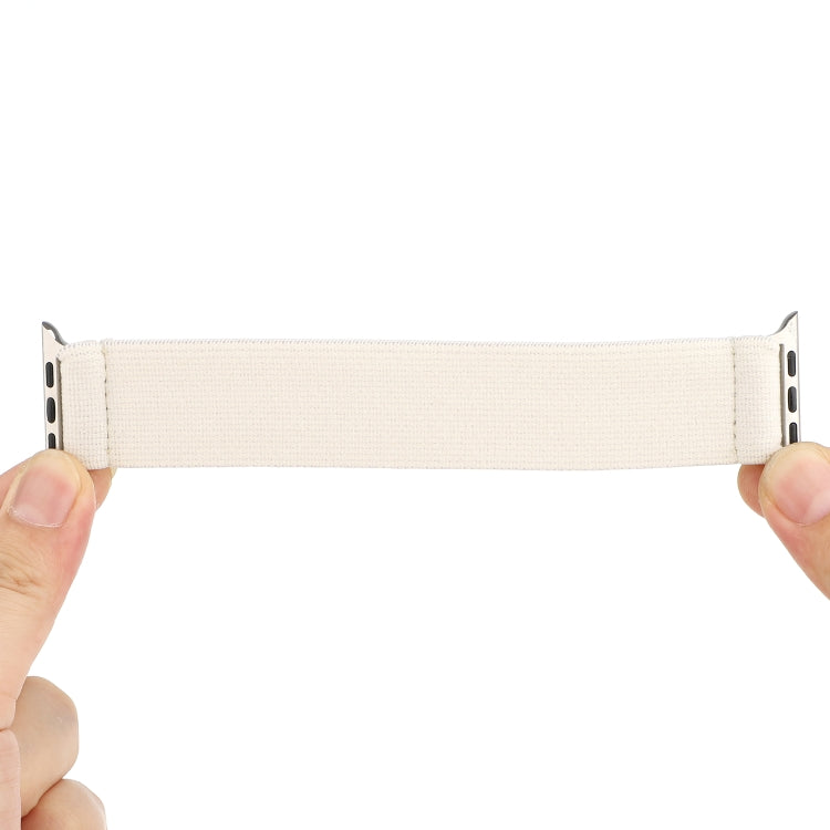 Elastic Nylon Braid Watch Band For Apple Watch Ultra 49mm&Watch Ultra 2 49mm / Series 9&8&7 45mm / SE 3&SE 2&6&SE&5&4 44mm / 3&2&1 42mm(White) by buy2fix