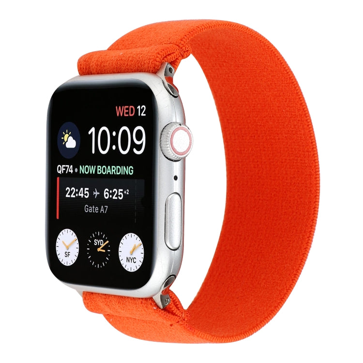 Elastic Nylon Braid Watch Band For Apple Watch Ultra 49mm&Watch Ultra 2 49mm / Series 9&8&7 45mm / SE 3&SE 2&6&SE&5&4 44mm / 3&2&1 42mm(Orange) by buy2fix