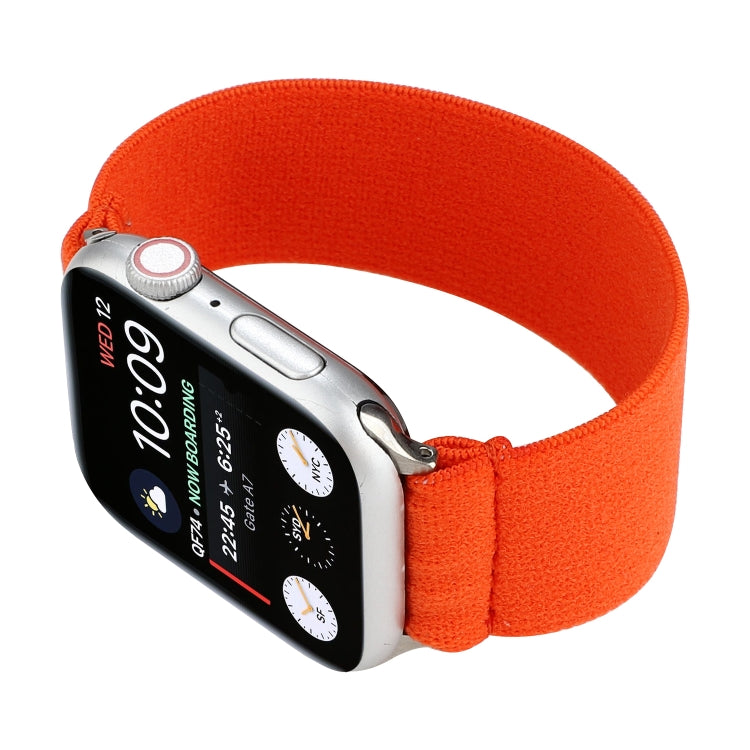 Elastic Nylon Braid Watch Band For Apple Watch Ultra 49mm&Watch Ultra 2 49mm / Series 9&8&7 45mm / SE 3&SE 2&6&SE&5&4 44mm / 3&2&1 42mm(Orange) by buy2fix