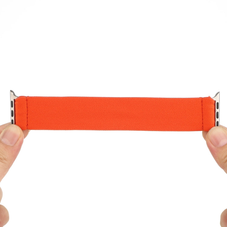 Elastic Nylon Braid Watch Band For Apple Watch Ultra 49mm&Watch Ultra 2 49mm / Series 9&8&7 45mm / SE 3&SE 2&6&SE&5&4 44mm / 3&2&1 42mm(Orange) by buy2fix