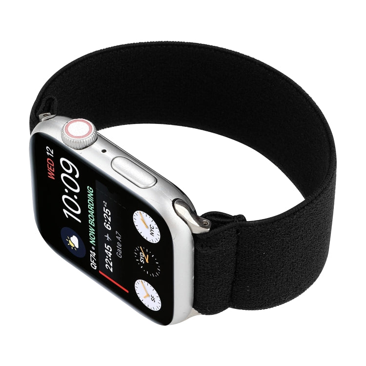Elastic Nylon Braid Watch Band For Apple Watch Ultra 49mm&Watch Ultra 2 49mm / Series 9&8&7 45mm / SE 3&SE 2&6&SE&5&4 44mm / 3&2&1 42mm(Black) by buy2fix
