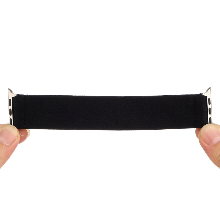 Elastic Nylon Braid Watch Band For Apple Watch Ultra 49mm&Watch Ultra 2 49mm / Series 9&8&7 45mm / SE 3&SE 2&6&SE&5&4 44mm / 3&2&1 42mm(Black) by buy2fix