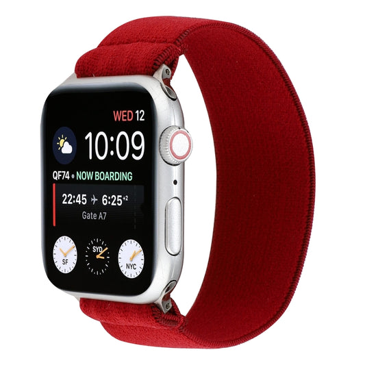 Elastic Nylon Braid Watch Band For Apple Watch Ultra 49mm&Watch Ultra 2 49mm / Series 9&8&7 45mm / SE 3&SE 2&6&SE&5&4 44mm / 3&2&1 42mm(Red) by buy2fix