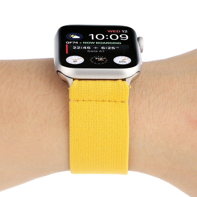 Elastic Nylon Braid Watch Band For Apple Watch Ultra 49mm&Watch Ultra 2 49mm / Series 9&8&7 45mm / SE 3&SE 2&6&SE&5&4 44mm / 3&2&1 42mm(Yellow) by buy2fix