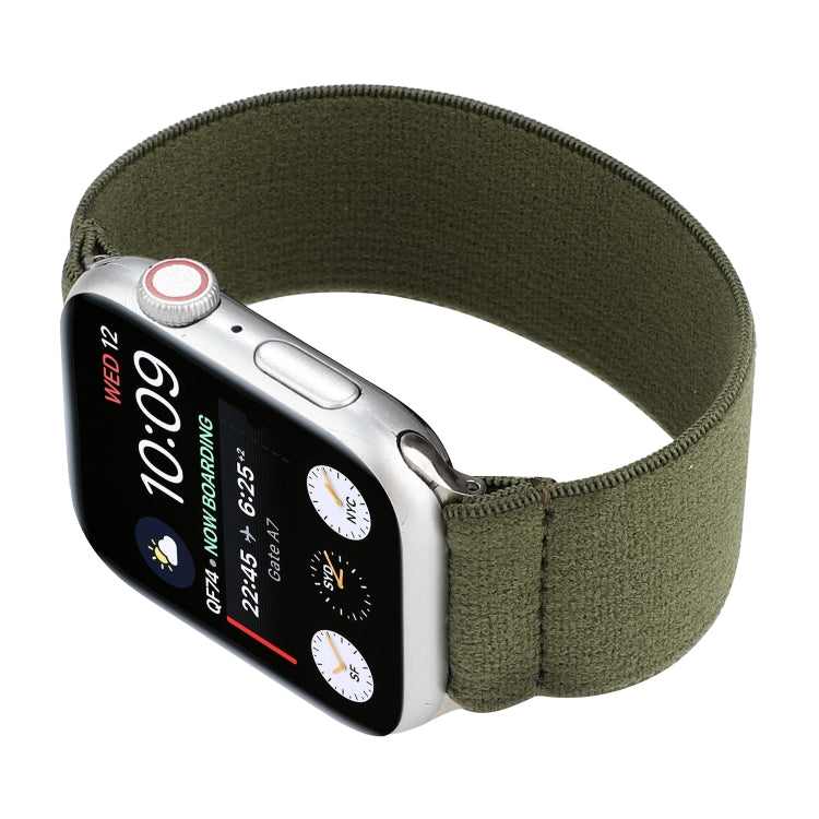 Elastic Nylon Braid Watch Band For Apple Watch Ultra 49mm&Watch Ultra 2 49mm / Series 9&8&7 45mm / SE 3&SE 2&6&SE&5&4 44mm / 3&2&1 42mm(Army Green) by buy2fix