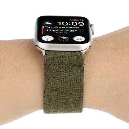 Elastic Nylon Braid Watch Band For Apple Watch Ultra 49mm&Watch Ultra 2 49mm / Series 9&8&7 45mm / SE 3&SE 2&6&SE&5&4 44mm / 3&2&1 42mm(Army Green) by buy2fix