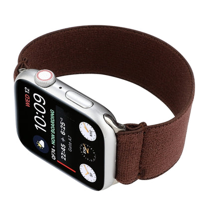 Elastic Nylon Braid Watch Band For Apple Watch Ultra 49mm&Watch Ultra 2 49mm / Series 9&8&7 45mm / SE 3&SE 2&6&SE&5&4 44mm / 3&2&1 42mm(Coffee) by buy2fix