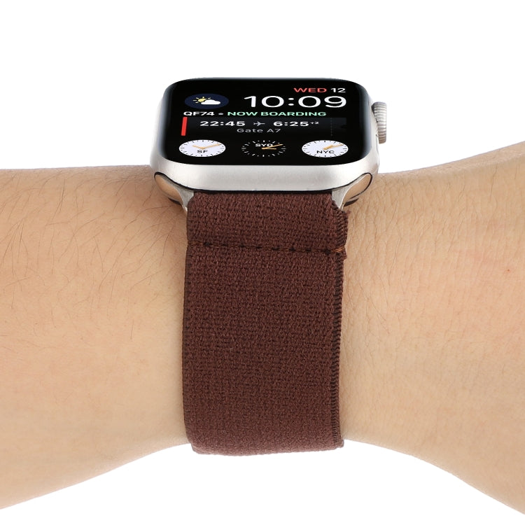 Elastic Nylon Braid Watch Band For Apple Watch Ultra 49mm&Watch Ultra 2 49mm / Series 9&8&7 45mm / SE 3&SE 2&6&SE&5&4 44mm / 3&2&1 42mm(Coffee) by buy2fix