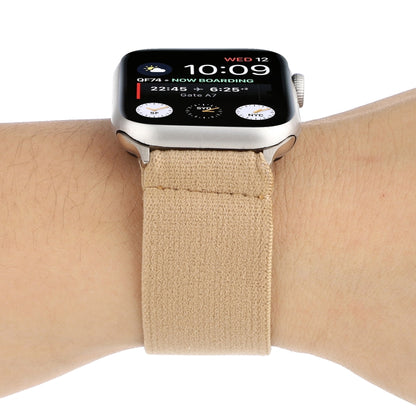 Elastic Nylon Braid Watch Band For Apple Watch Ultra 49mm&Watch Ultra 2 49mm / Series 9&8&7 45mm / SE 3&SE 2&6&SE&5&4 44mm / 3&2&1 42mm(Khaki) by buy2fix