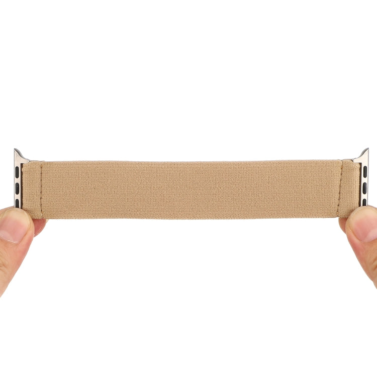 Elastic Nylon Braid Watch Band For Apple Watch Ultra 49mm&Watch Ultra 2 49mm / Series 9&8&7 45mm / SE 3&SE 2&6&SE&5&4 44mm / 3&2&1 42mm(Khaki) by buy2fix