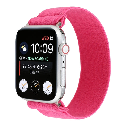 Elastic Nylon Braid Watch Band For Apple Watch Ultra 49mm&Watch Ultra 2 49mm / Series 9&8&7 45mm / SE 3&SE 2&6&SE&5&4 44mm / 3&2&1 42mm(Rose Red) by buy2fix